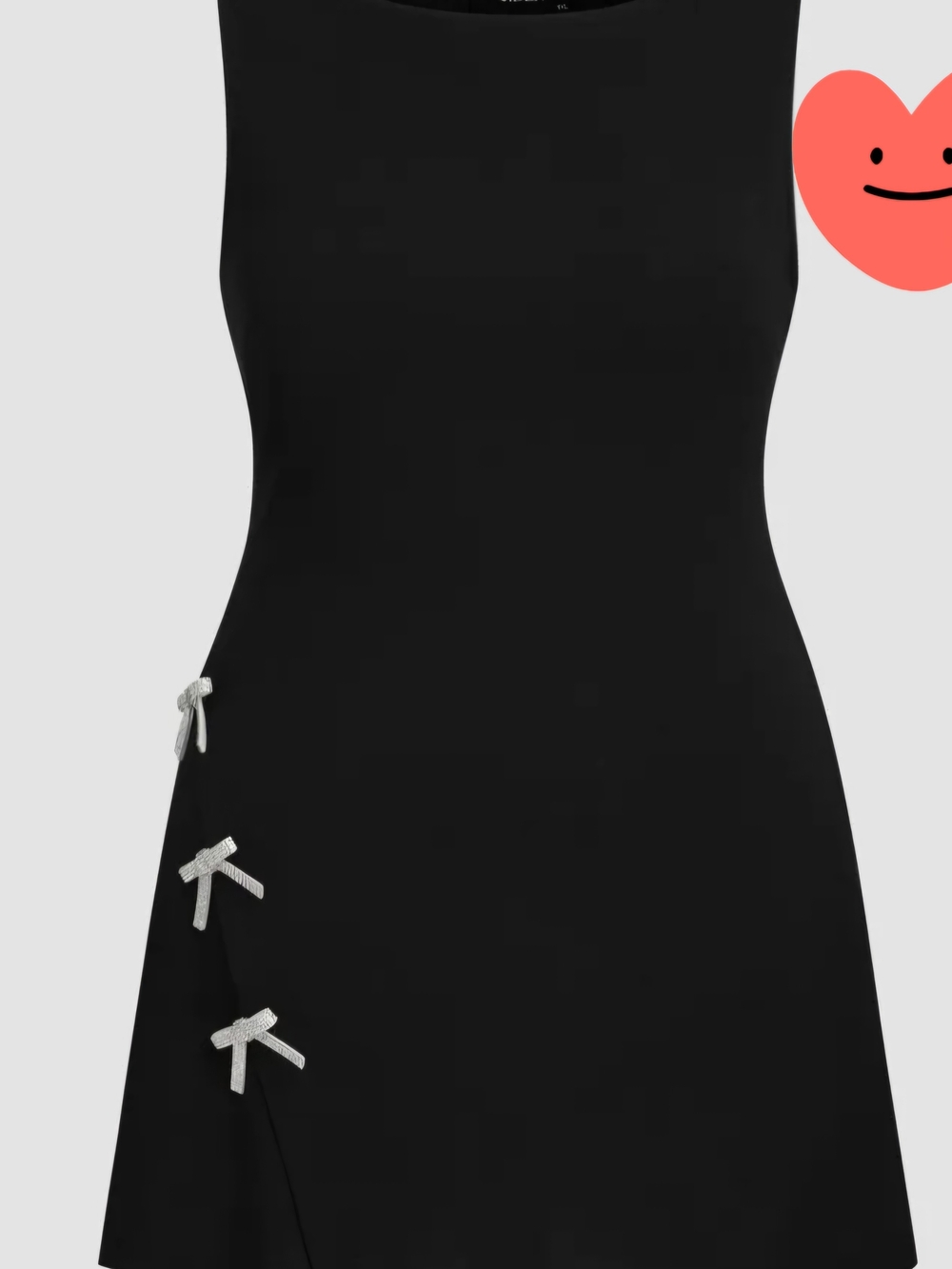 Cider Black Sleeveless Mini Dress with Rhinestone Bow Details